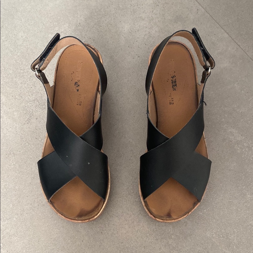 Women's Black Leather Sandals